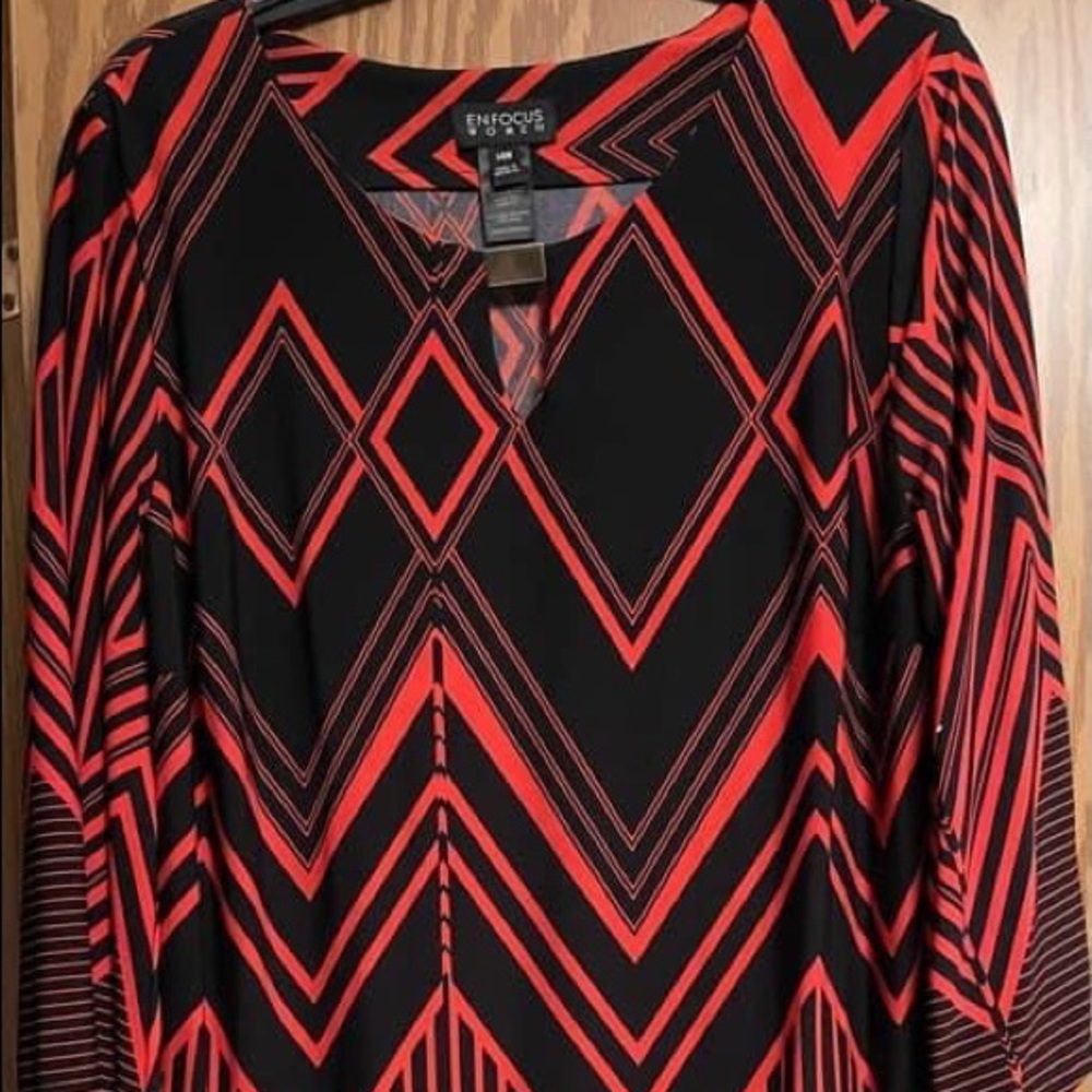 Enfocus Studio woman navy and red dress. Size 14w